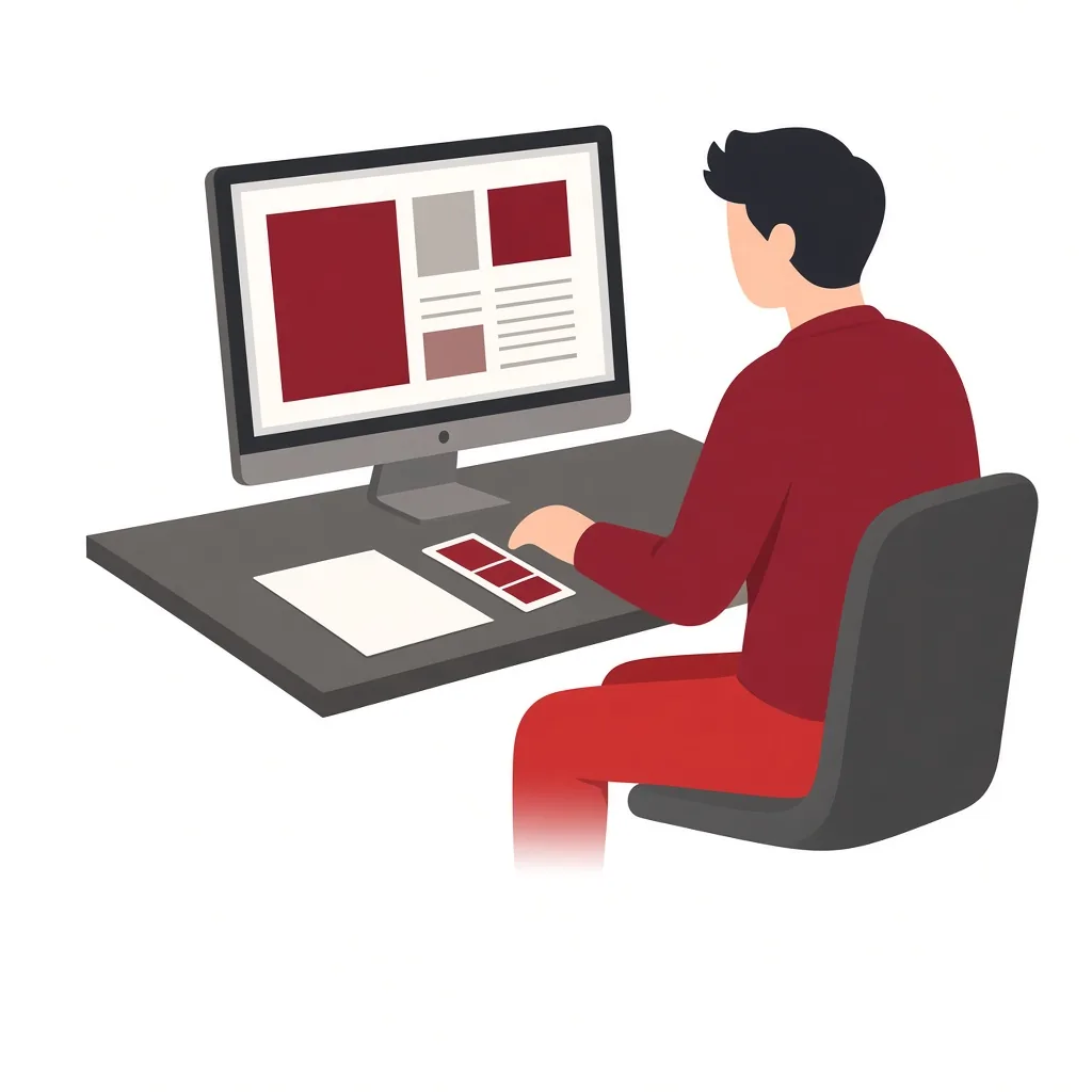 A designer preparing a print file on screen