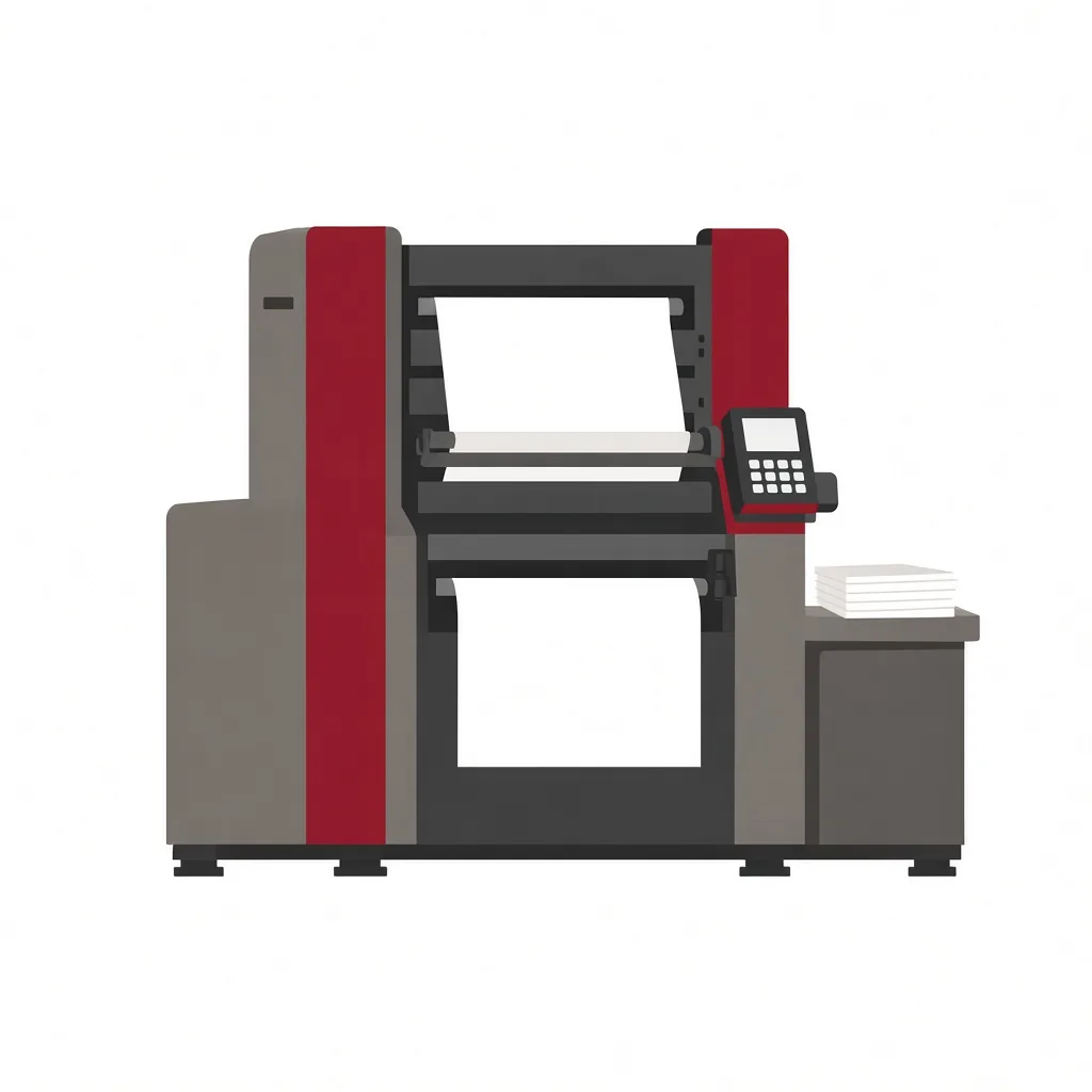 An offset press running a sheet