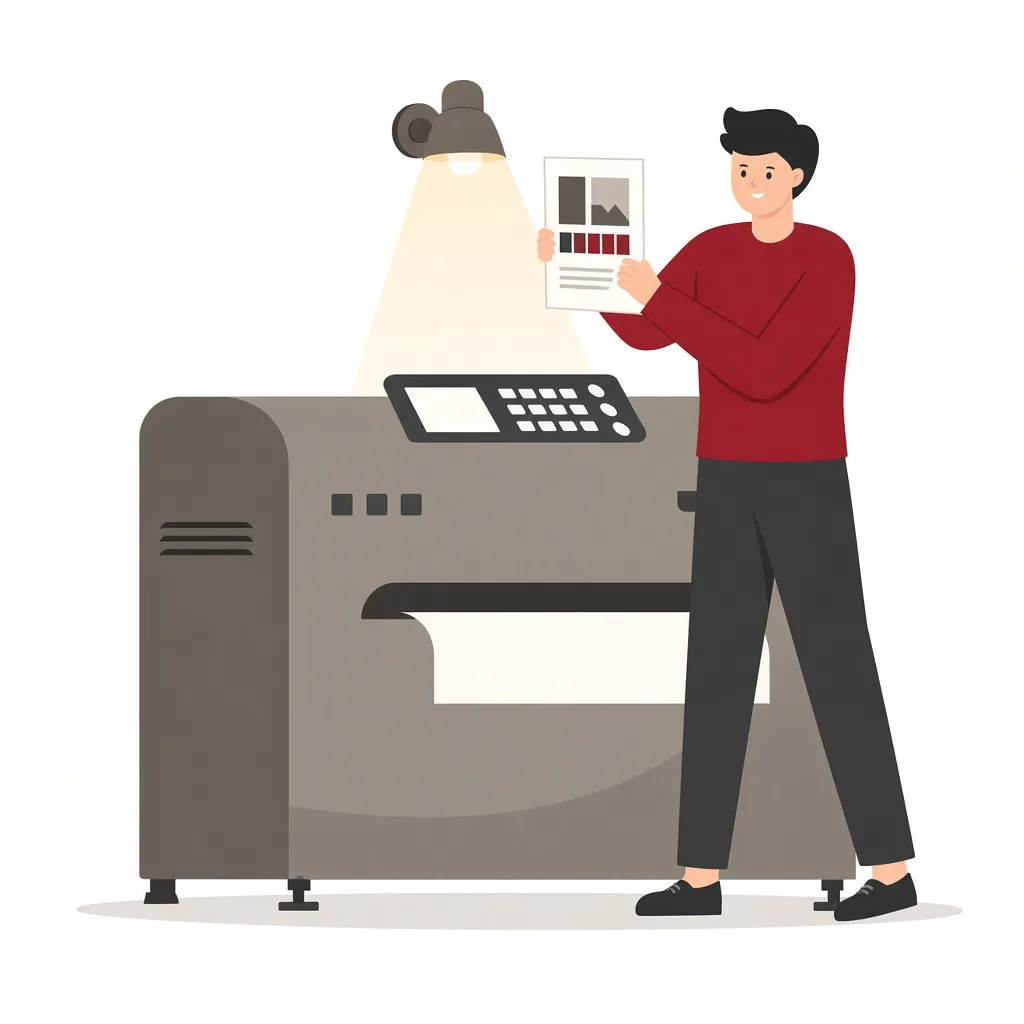 A press operator checking a printed proof